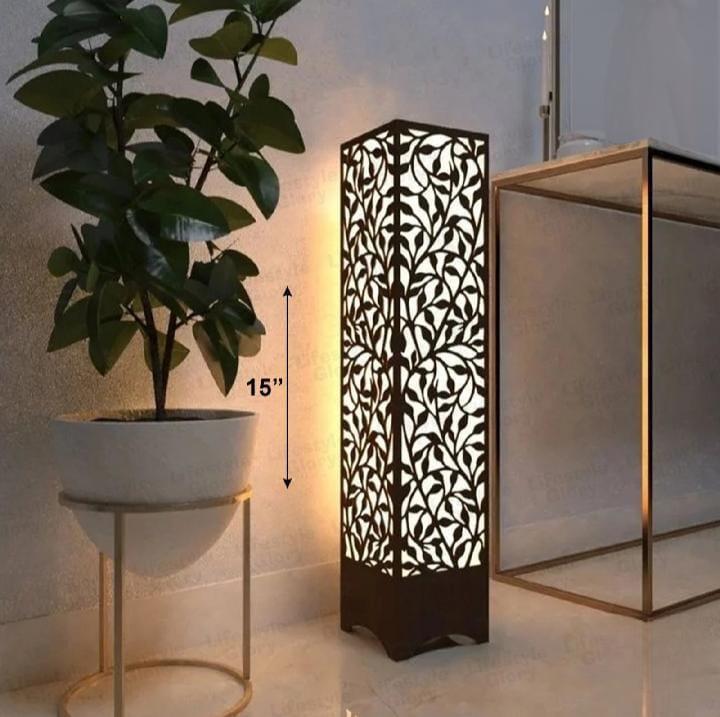Wooden Leaf Pattern Lamp for Home Office Decor