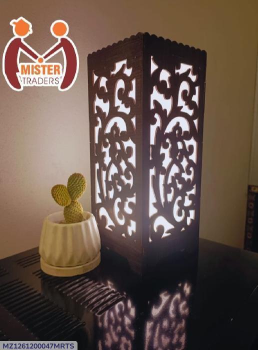3D Wooden Table Lamp with Leaf Design, Warm LED, 240g Portable