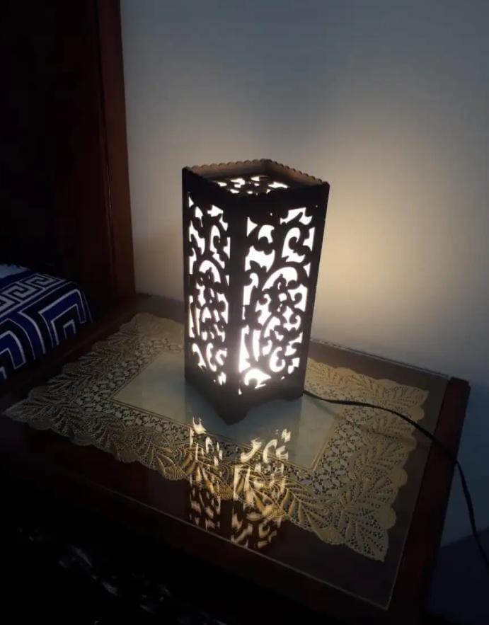 3D Wooden Table Lamp with Leaf Design, Warm LED, 240g Portable