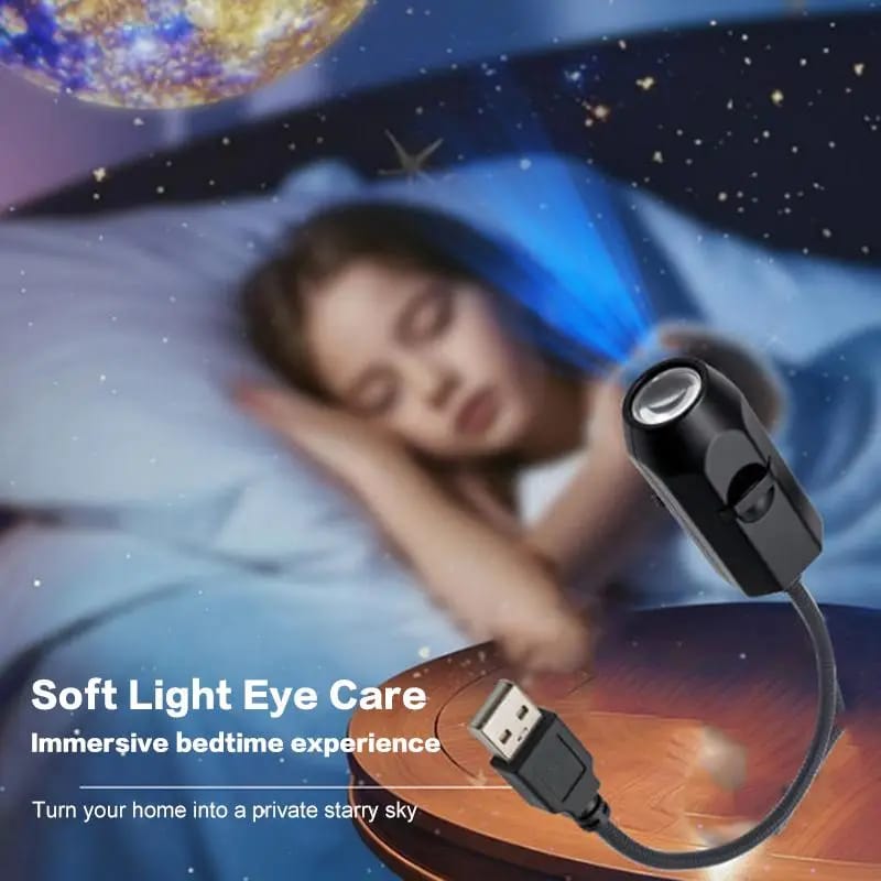 LED Planet Projector Lamp Replaceable Lens Slides | 360° Rotating USB Planetary Projection Light